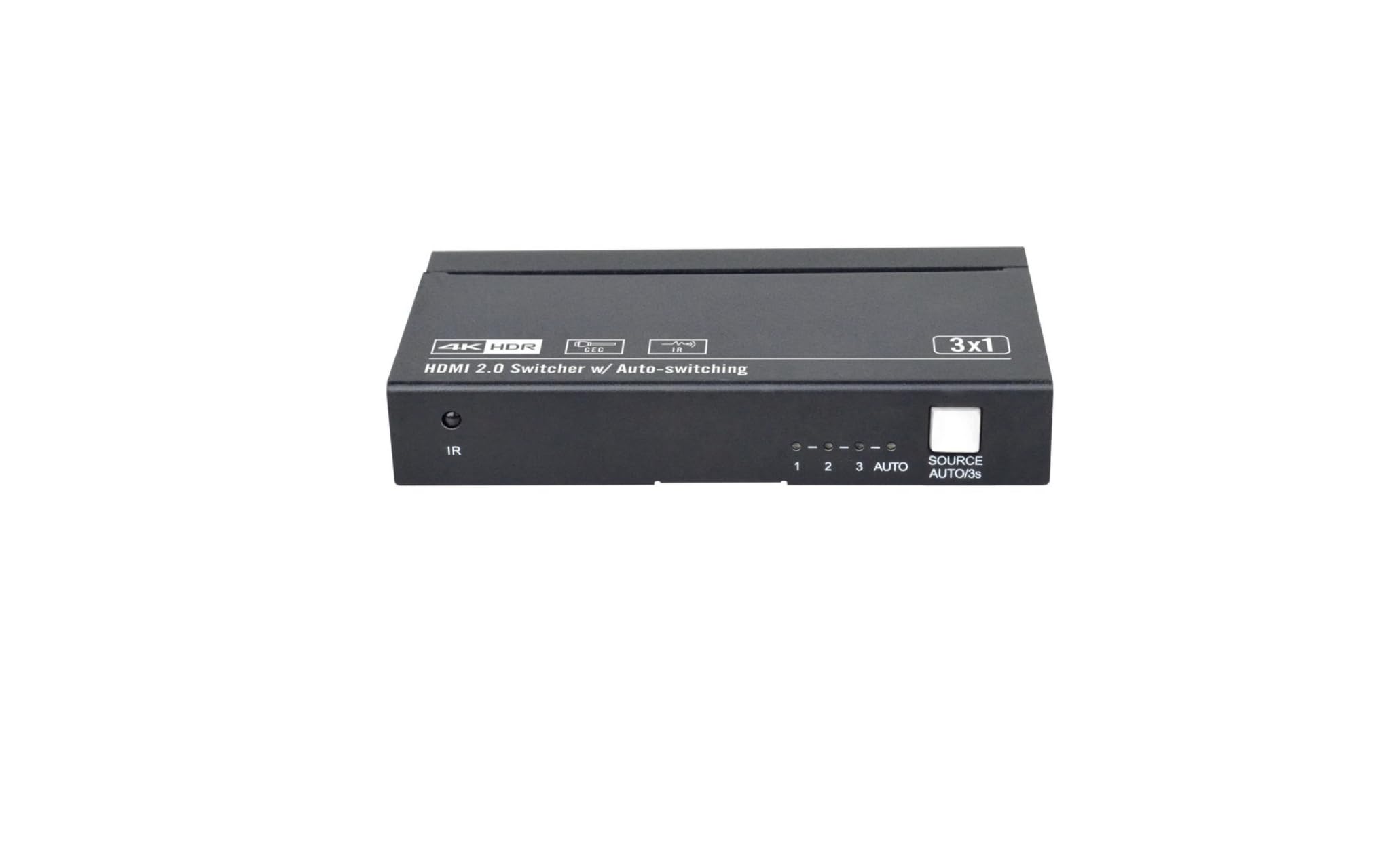Selector HDMI 3x1 4K@60Hz, HDR, Dolby Vision, conmutación automática, mando a distancia por infrarrojos, sin alimentación externa