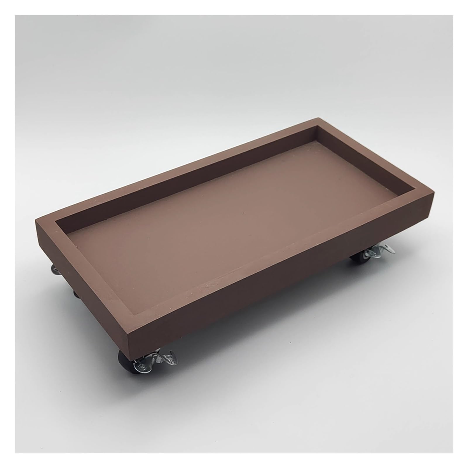 Chariot à plantes mobile marron 42x17 cm pour pot rectangulaire