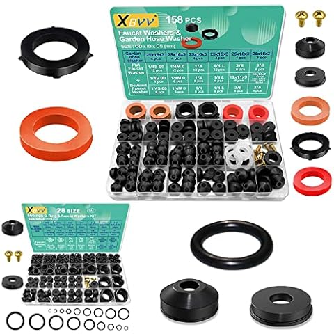 XBVV 560 Pcs Faucet Washers & SAE O Ring Kit and 158 Pcs Faucet Washers & Garden Hose Gasket Kit for Faucet Plumbing Hydraulic Sealing Repair Cover