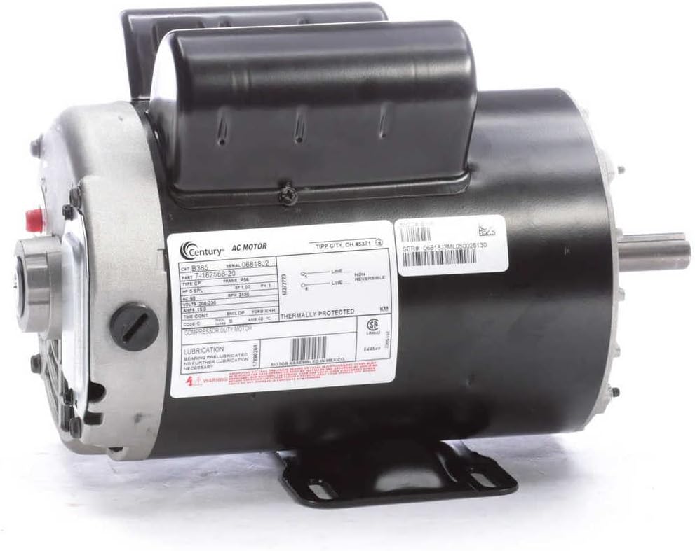5 HP SPL 3450rpm P56 Frame 230 Volts Replacement Air Compressor Motor - Century Motor # B3 : Tools & Home Improvement