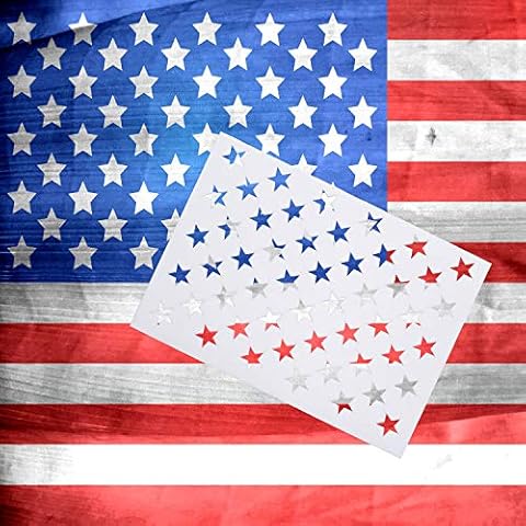 50 Stars Painting Stencil,American Flag Template,Reusable Mylar Star Template for Painting on Wood Paper Fabric Airbrush Walls Art DIY Cover