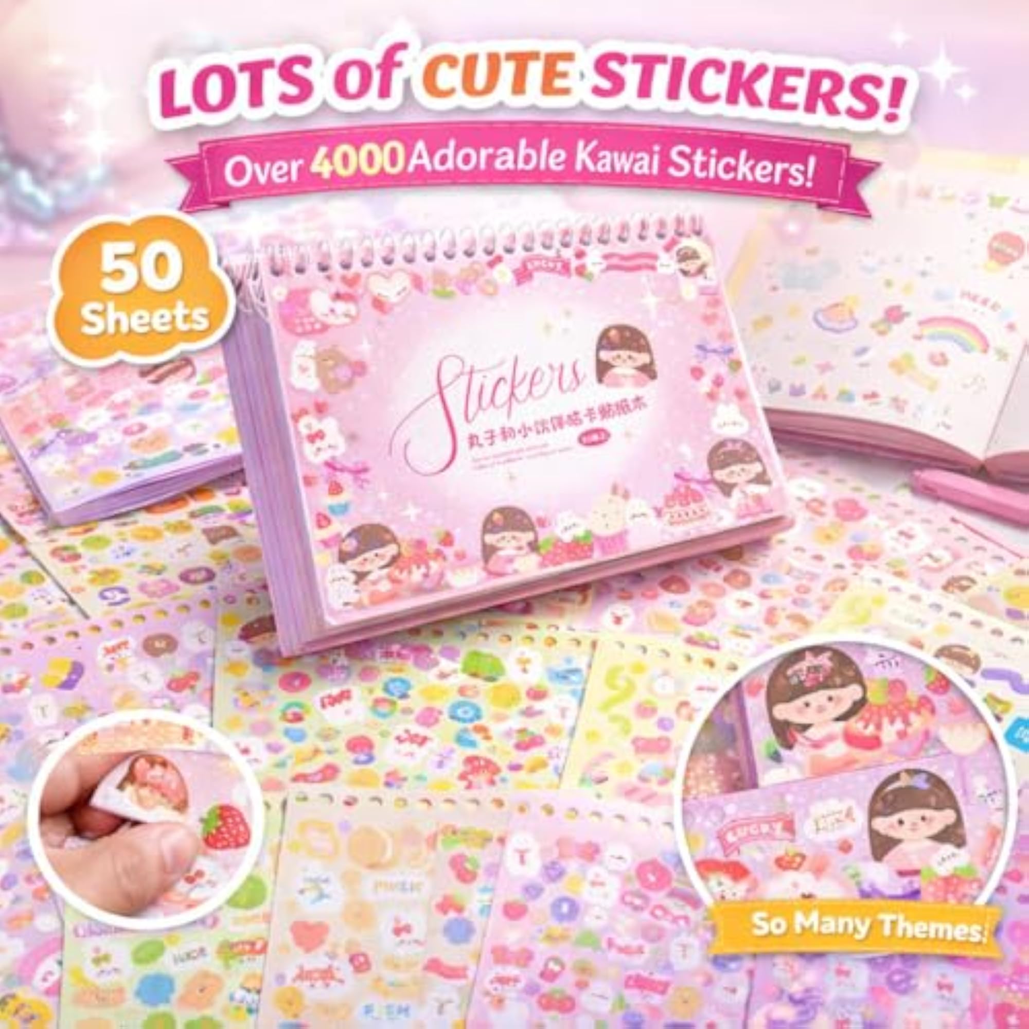 Kawaii Stickers Book, 50 Sheets, 4000 Stickers