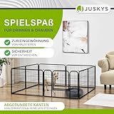 Juskys Welpenauslauf - Welpenlaufstall 8-teilig aus Metall- Freigehege mit Tür - Welpengitter für Hunde, Hasen & Kleintiere (160x160x60 cm)