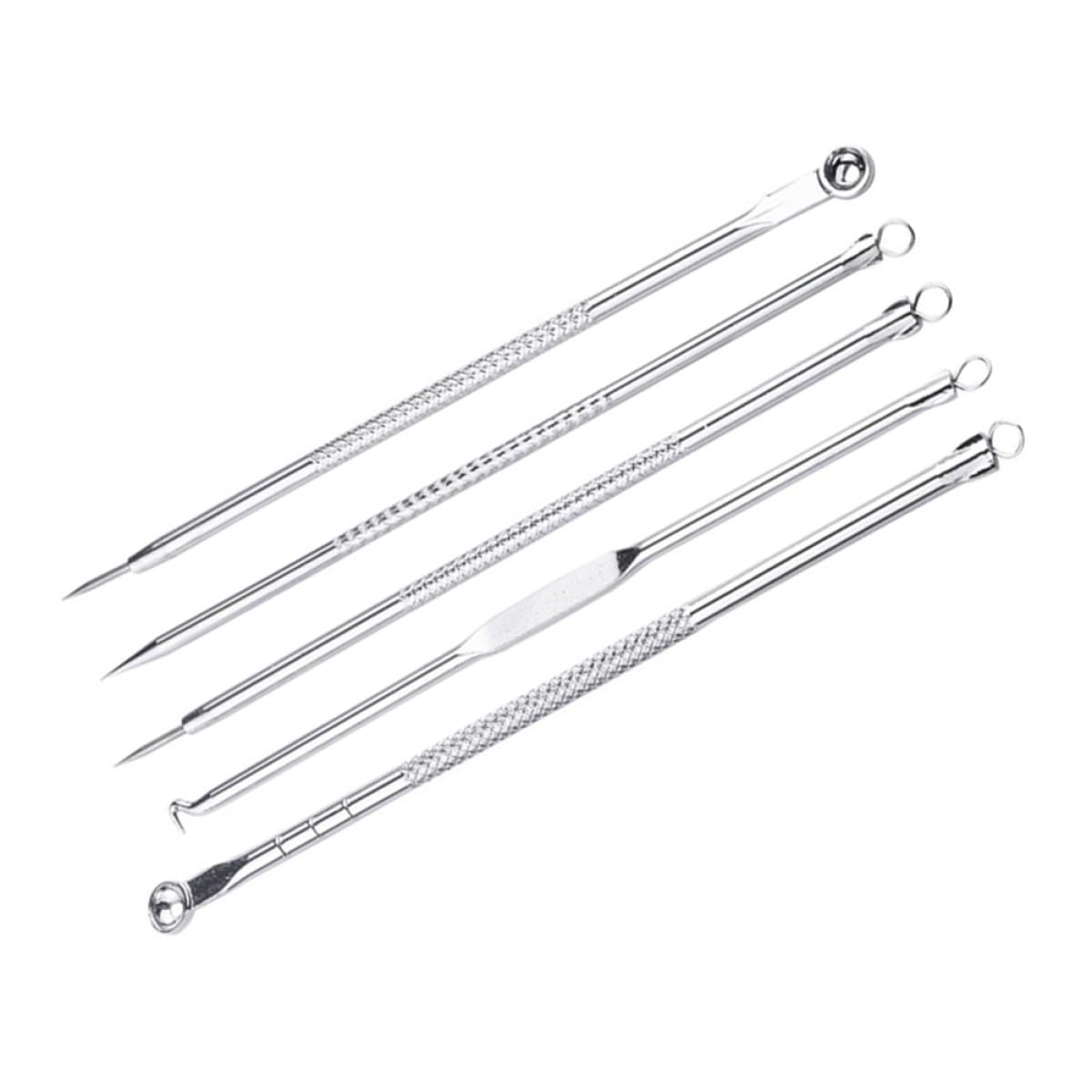 Silver Blackhead Extraction Tool Needles Set, Stainless Steel 5 Pieces