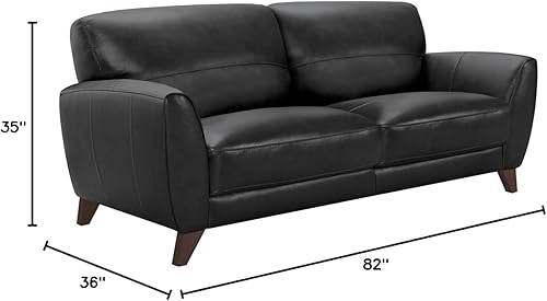 Vista 24 de Armen Living Sofá de cuero Jedd, gris paloma