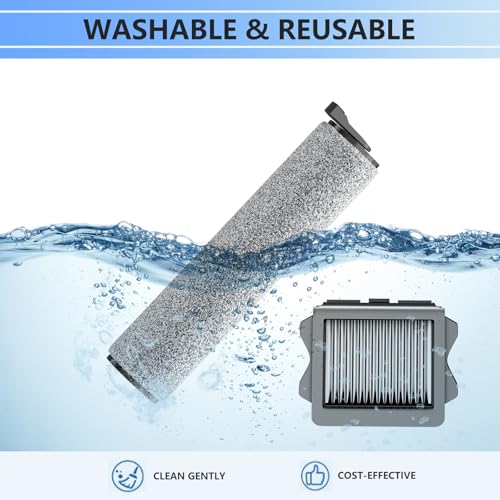 Image of Replacement Filters Brush Rollers Compatible with Tineco S3 Serise Cordless Wet Dry Vacuum Cleaner, Accessories inclue 2 Filters & 1 Brush Rollers, Efficient Replacement Part for Clean Floors