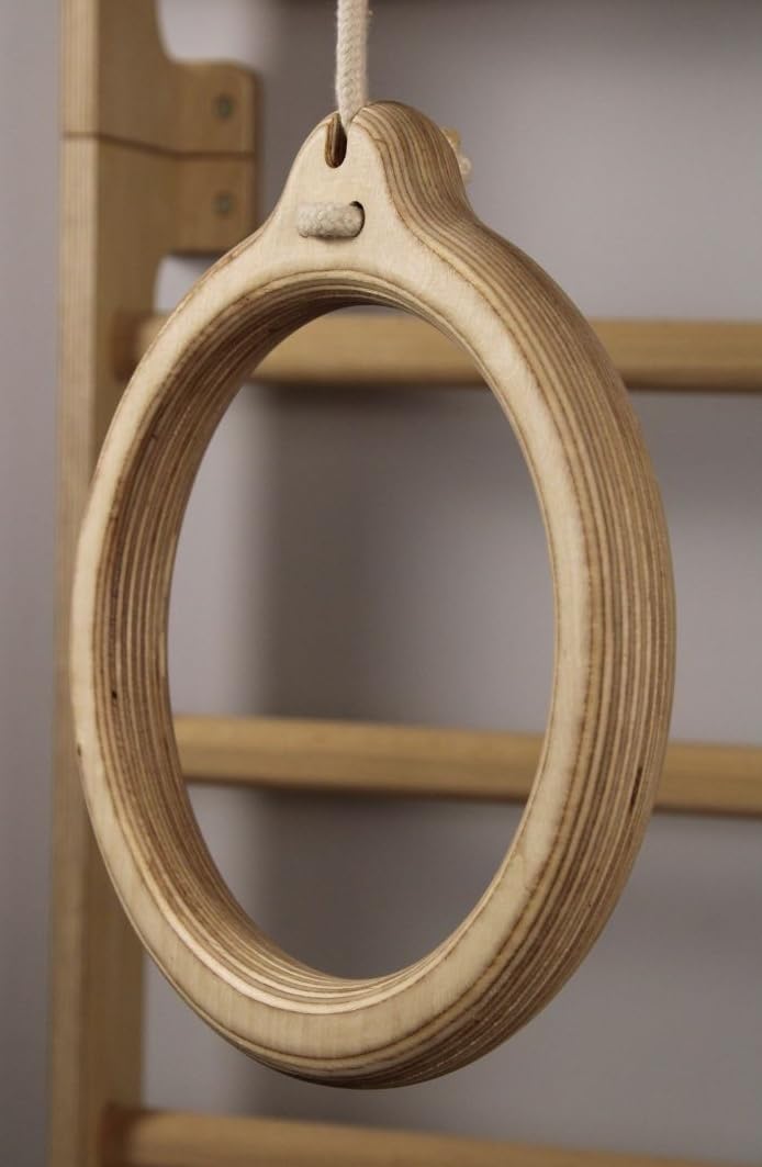 Holzringe bis 100 kg – Durchmesser 25 cm – für den Innen- und Außenbereich – Turnringe für Übungen – einfache Montage – mit Seil und vollständiger Verstellbarkeit
