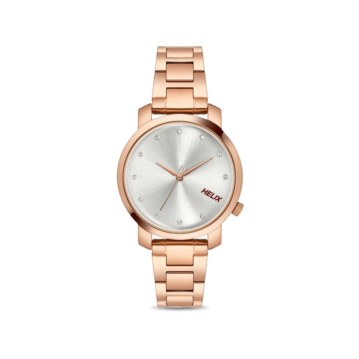 Helix by Timex Silver Round Analog Watches for Women | Quartz Movement Stainless Steel Bracelet Ladies Watches | Upto 30 m Water Resistance with Foldover Clasp Closure | Gift for Women TW032HL34 (B0BCQXTLQK) Amazon Price History, Amazon Price Tracker