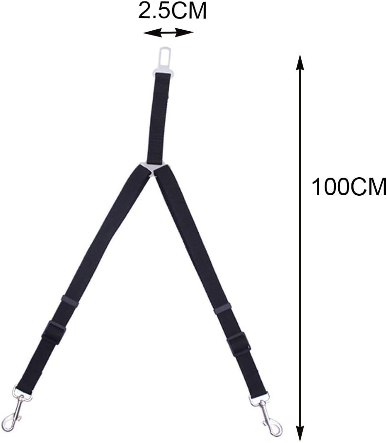 Basic Leashes Travel Double Head Adjustable Dog Car Belt Pet Leash Polyester Restraint Leads Harness Collar Lead Pet Products(100cm) for Pet