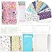 Lot de 85 couvertures de carnet de notes A6 en PVC transparent avec paillettes roses, pochettes pour espèces, enveloppes étanches, 6 anneaux pour planificateur de factures, le bureau, l'école (rose)