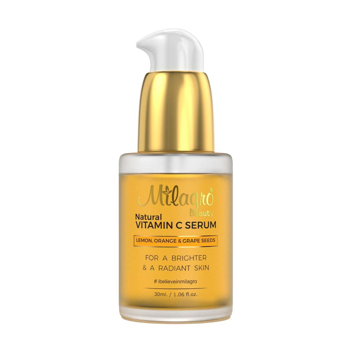 Milagro Beauty 30 ML (Pack of 1) Vitamin C Serum for Face Brightening, Hyper-pigmentation & Wrinkles Skin Clearing Serum with Natural Fruity Goodness of Lemon, Orange, Grape Seeds