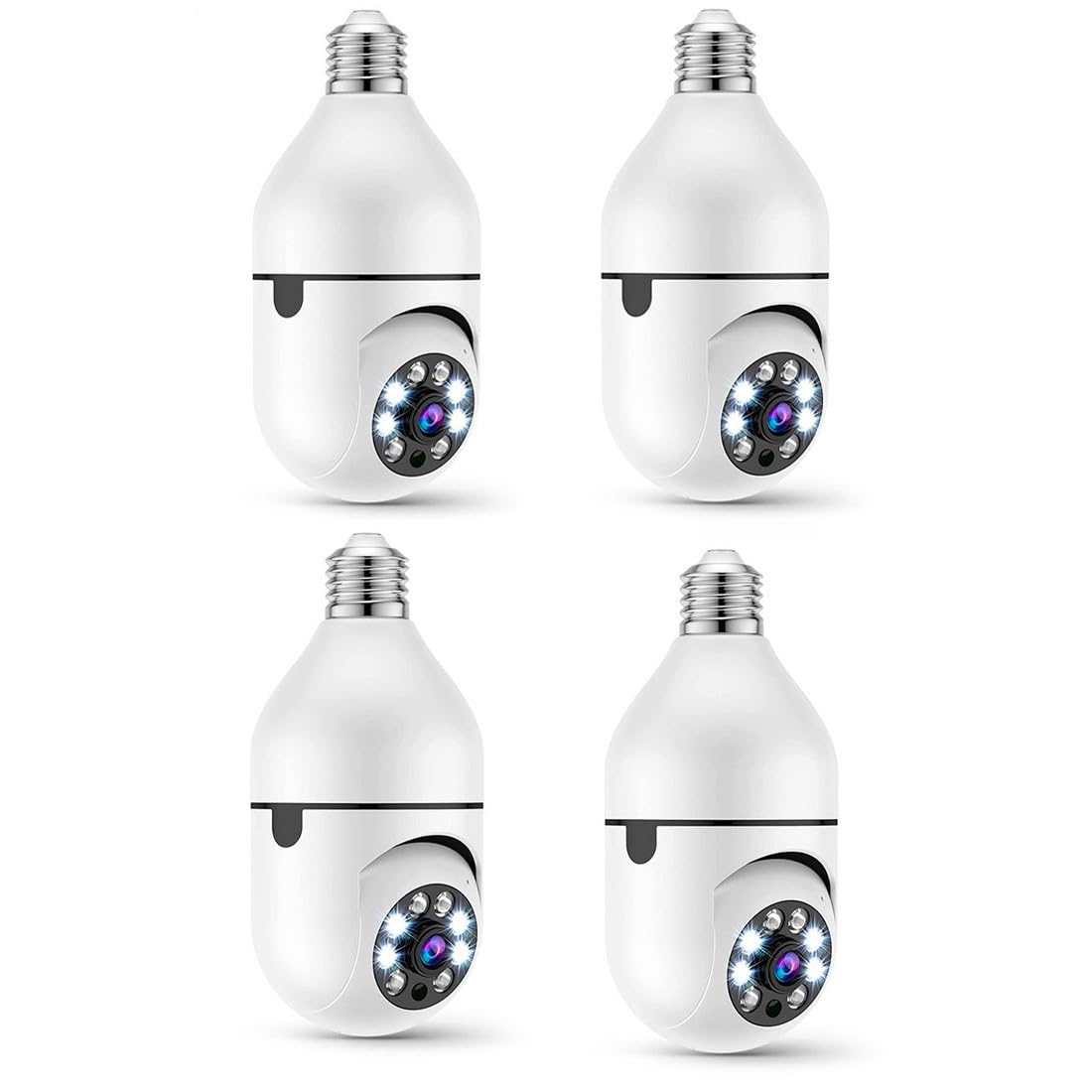 Mediawave Store - 4 pz Telecamera Wi-Fi, Camera Nascosta, Lampada Esterno, Interno, Lampadina Zoom Cam, Sicurezza Casa, Visione Notturna,Audio Bidirezionale, Controllo da Remoto
