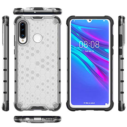 Image of Glasgow | for Huawei Honor P30 LIte Honeycomb Pattern Back Case Cover for Huawei Honor P30 LIte with 4 Bumper Corners and Military Grade Protection - Transparent