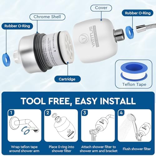 Miniatura 6 de Cabezal de filtro de ducha para agua dura, juego de cabezal de ducha filtrado 18+2 etapas Filtros de ducha de alto rendimiento para eliminar