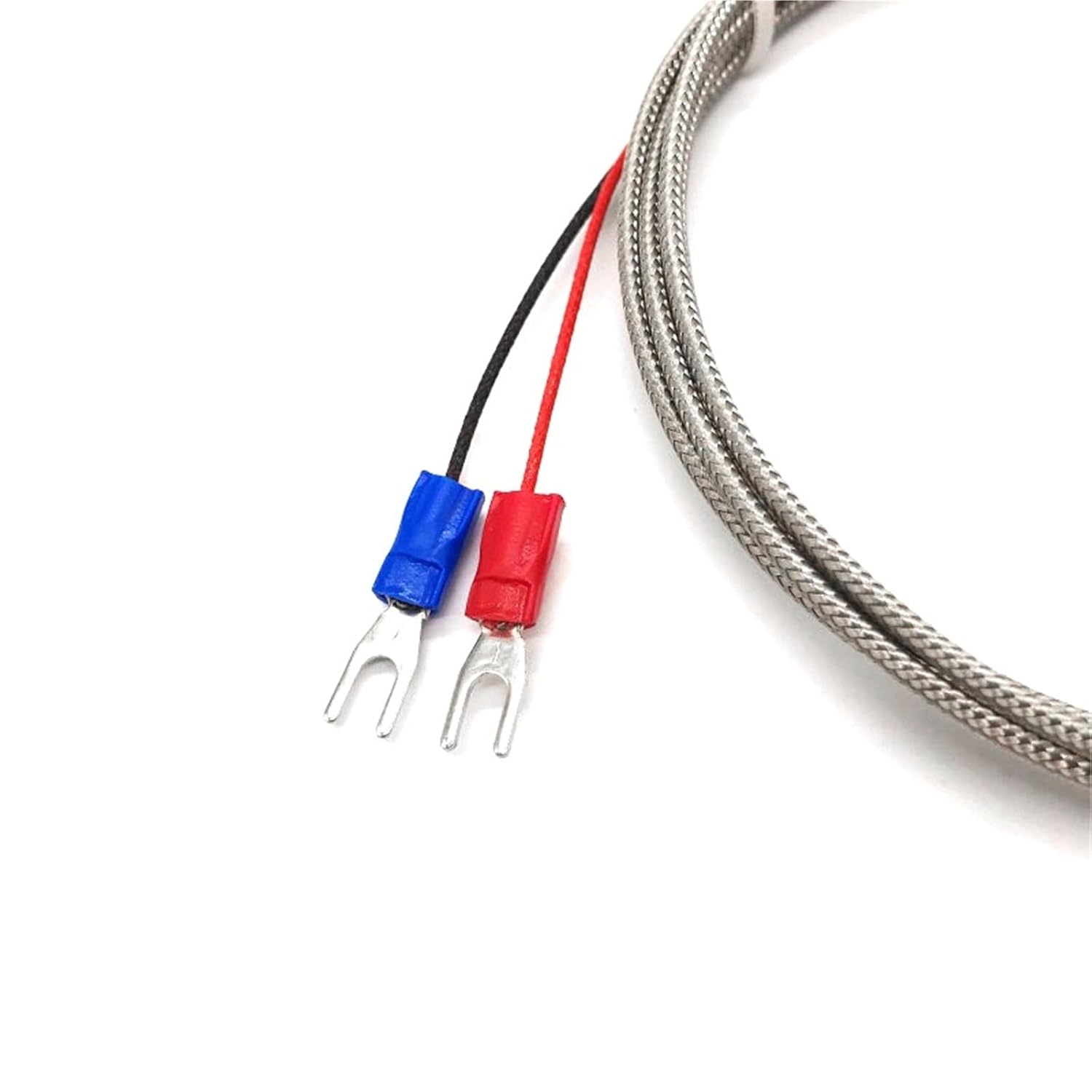 4mm Small Probe Thermocouple Type K 0-600℃ 1/2/3/4/5M Shielded Braide Wire Sensor 1Pcs(K Type 1 M)