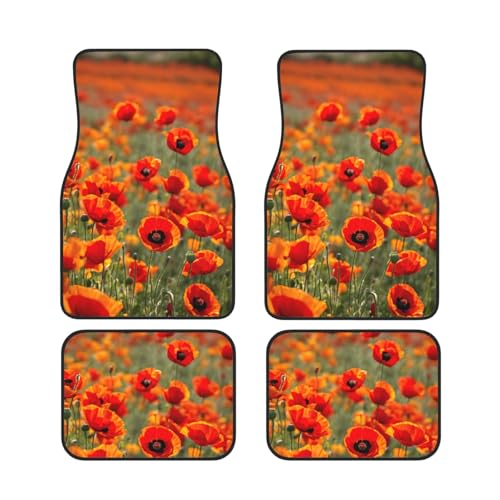 Alfombrillas de coche flores amapola juego de 4 alfombras universales protectoras de tela