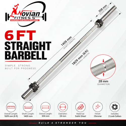 NOVIAN FITNESS Store NOVIAN FITNESS 6FT Straight Barbell Rod - Image 6
