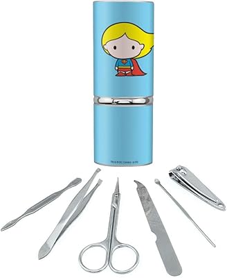 Superman Supergirl Cute Chibi Character Stainless Steel Manicure Pedicure Grooming Beauty Care Travel Kit