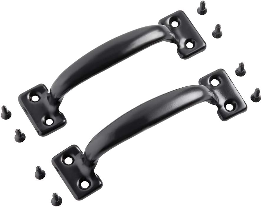 HOME MASTER HARDWARE 2 Pack 5-3/4 inch Pulls Gate Pull Door Handle Metal Drawer Handles for Kitchen Cabinets Furniture Wardrobe Black