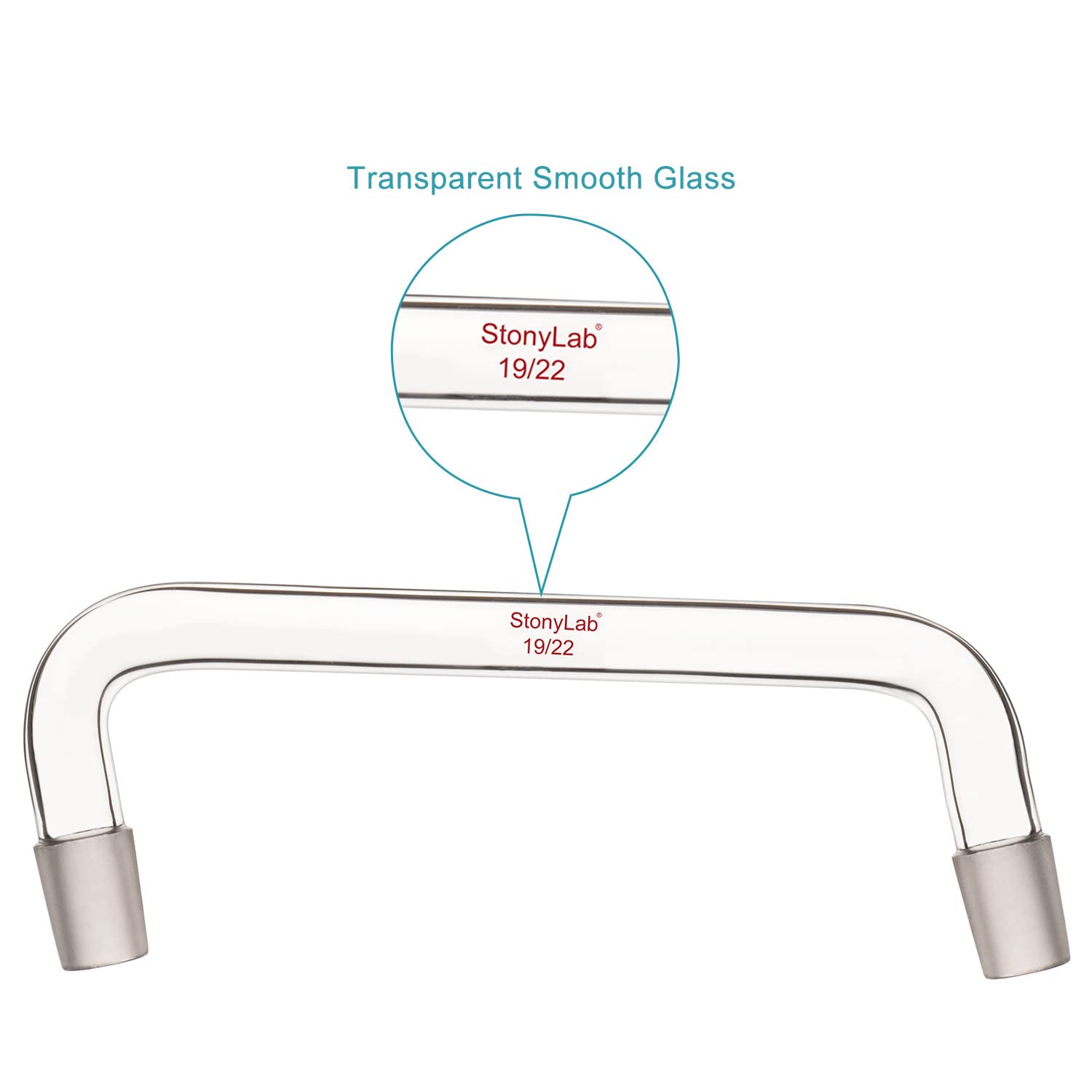 stonylab Glass Distilling Adapter, Borosilicate Glass 75 Degree and 105 Degree Bent Chemistry Adapter with 19/22 Standard Taper Inner Joints, 150 mm Length — Amazon image 4