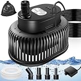 Pool Cover Pump Above Ground, Automatic Water Sensor, Sump Pump for Pool Draining, Pool Cover Water Removal 4 Adapters, 16ft Hose & 25ft Power Cord, 850 GPH (Black)