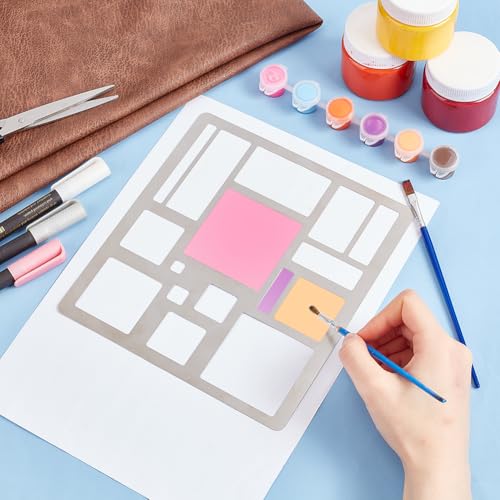 UNICRAFTALE Metal Square Cutouts Stencil Rectangle Metal Template Stainless Steel Journal Geometric Template Painting Stencil for DIY Scrapbooking Photo Engraving Jewelry - Image 2