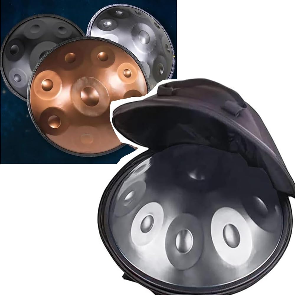 Strumento a percussione Handpan in sol minore, 440 Hz, Tamburo a Mano in Acciaio da 22 Pollici con Borsa, 9 Note per Meditazione e Allenamento Musicale, percussioni per Adulti, Principianti