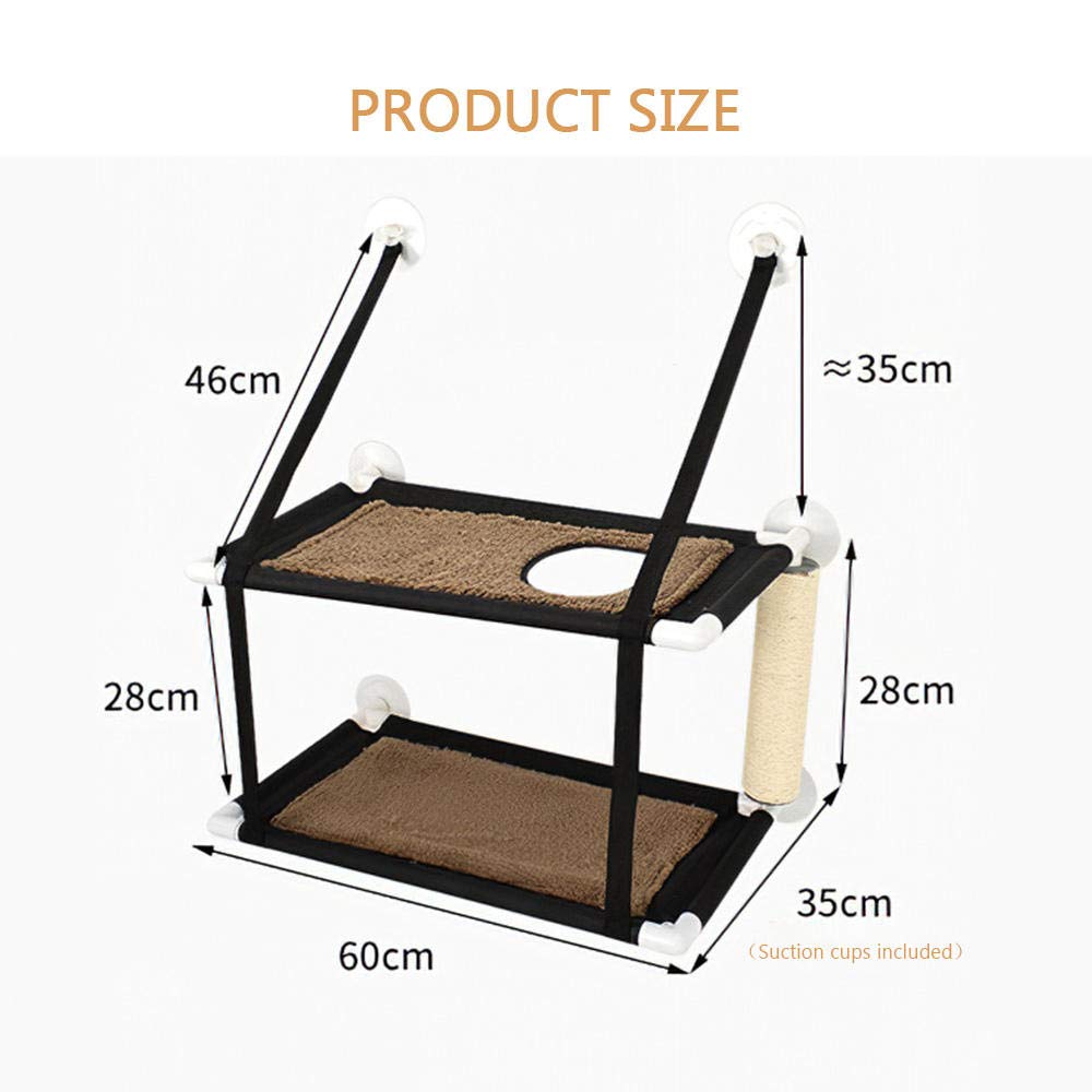 Katzenhängematte Pet Cat Double Deck Fenster Barsch Hängemattenbett Hängende Saugnäpfe Sitz Cat Regale Sunbathe Hängemattenbett 20Kg 1St