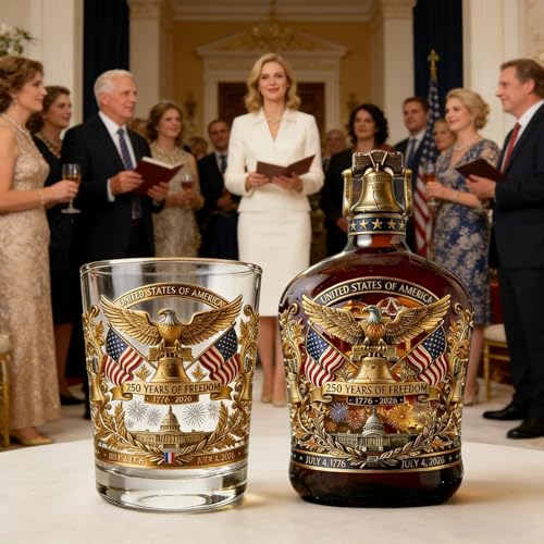 Set de botella de whiskey premium con grabado de águila para exhibición 4