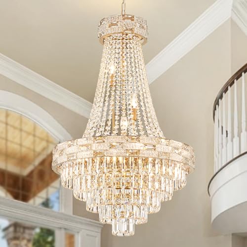 Gold Crystal Chandelier for High Ceilings