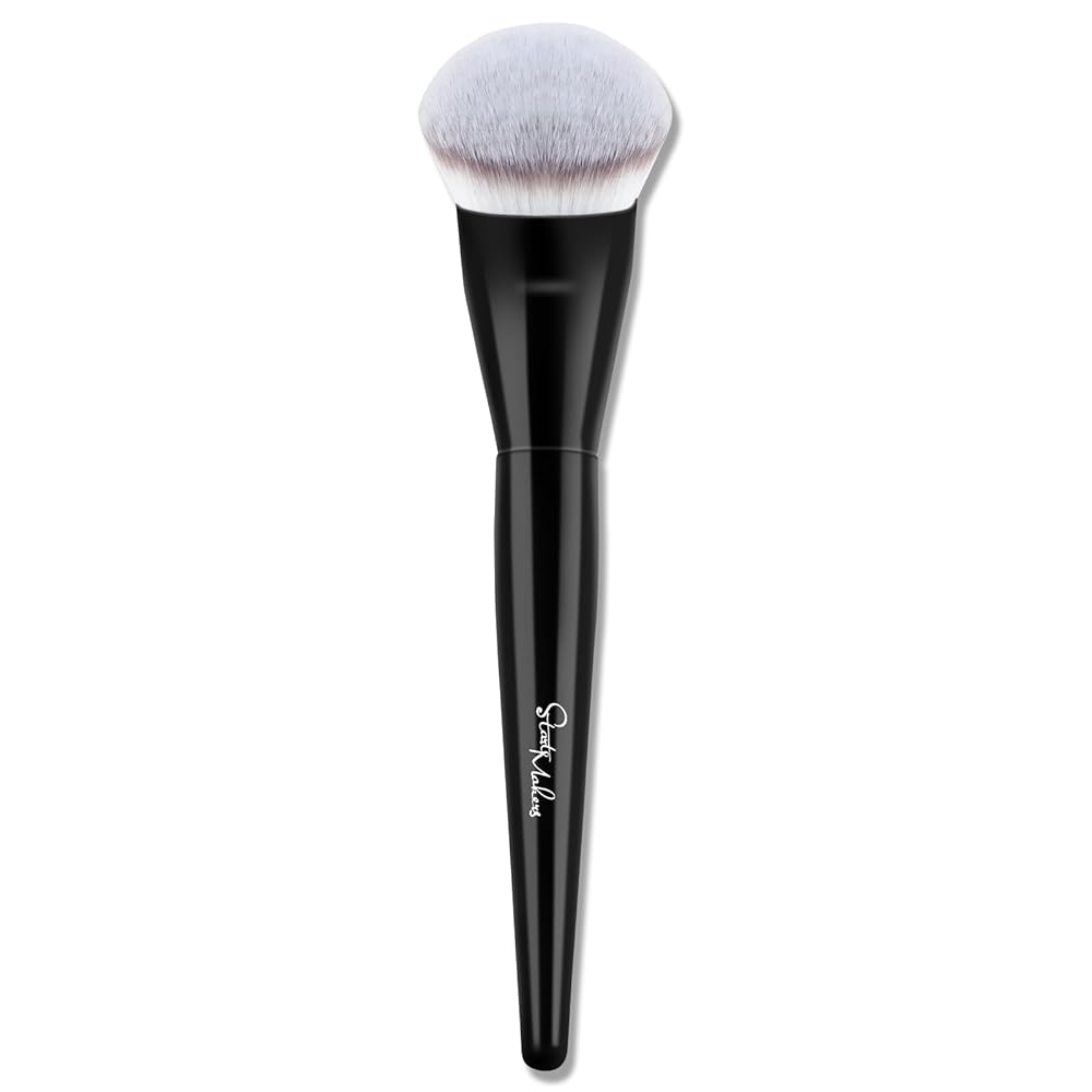 START MAKERS Contoured Foundation Brush, Large Angled Kabuki Makeup Brush for Liquid, Powder, Cream & Stick Foundation Bronzer Contour, Professional Makeup Application Tool for Blending Buffing, Black