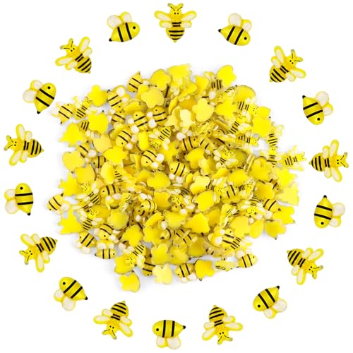 100 Stück Bienen Deko aus Harz - Insekten Deko für DIY Basteln, Scrapbook, Garten Mikro Landschaft, Party, Geburtstag & Nailart