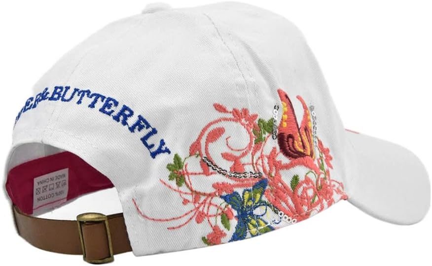 Women's Adjustable Trucker Hat Cute Trendy Embroidered Butterfly Baseball Cap - Image 4