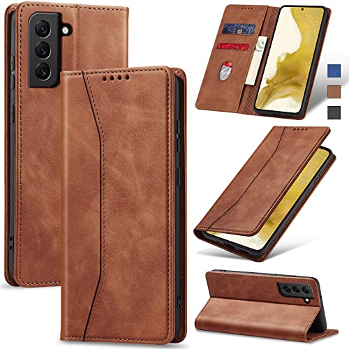 Image of Jasonyu Flip Wallet Case for Samsung Galaxy S22 Plus /S22+,Brown
