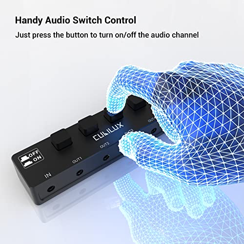 Cubilux 5-Way 3.5mm Headphone Splitter Switch Control, Aluminum Case 5-Channel 1/8” Stereo Audio Splitter - Image 4