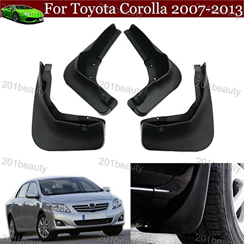 4PCS Mud Flap Splash Guards For Toyota Corolla 2007-2013 | Black ABS Plastic Fender Mudguards