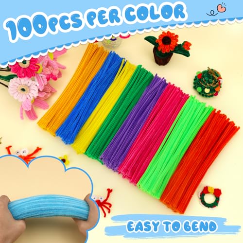 Image of Hssugi Pipe Cleaners, 100PCS Pipe Cleaners Craft Supplies Light Blue
