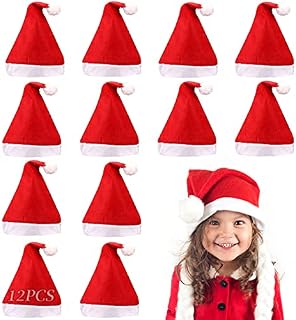 Santa Hats 12 Pack Santa Hats Bulk, Christmas Hats, Classic Comfortable For Your Little One,Santa Hats for New Year Christmas Holiday Festival Party Supplies