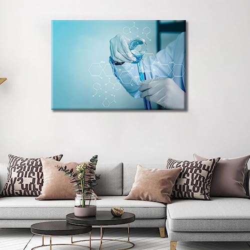 Image of TUMOVO Wall Decor Scientists and Scientific Experiments Wall Art Medical Painting Home Decor Medical backgroun Wall Decor for Living Room 1 Pieces Framed Ready to Hang, 24 inch Wx36 H