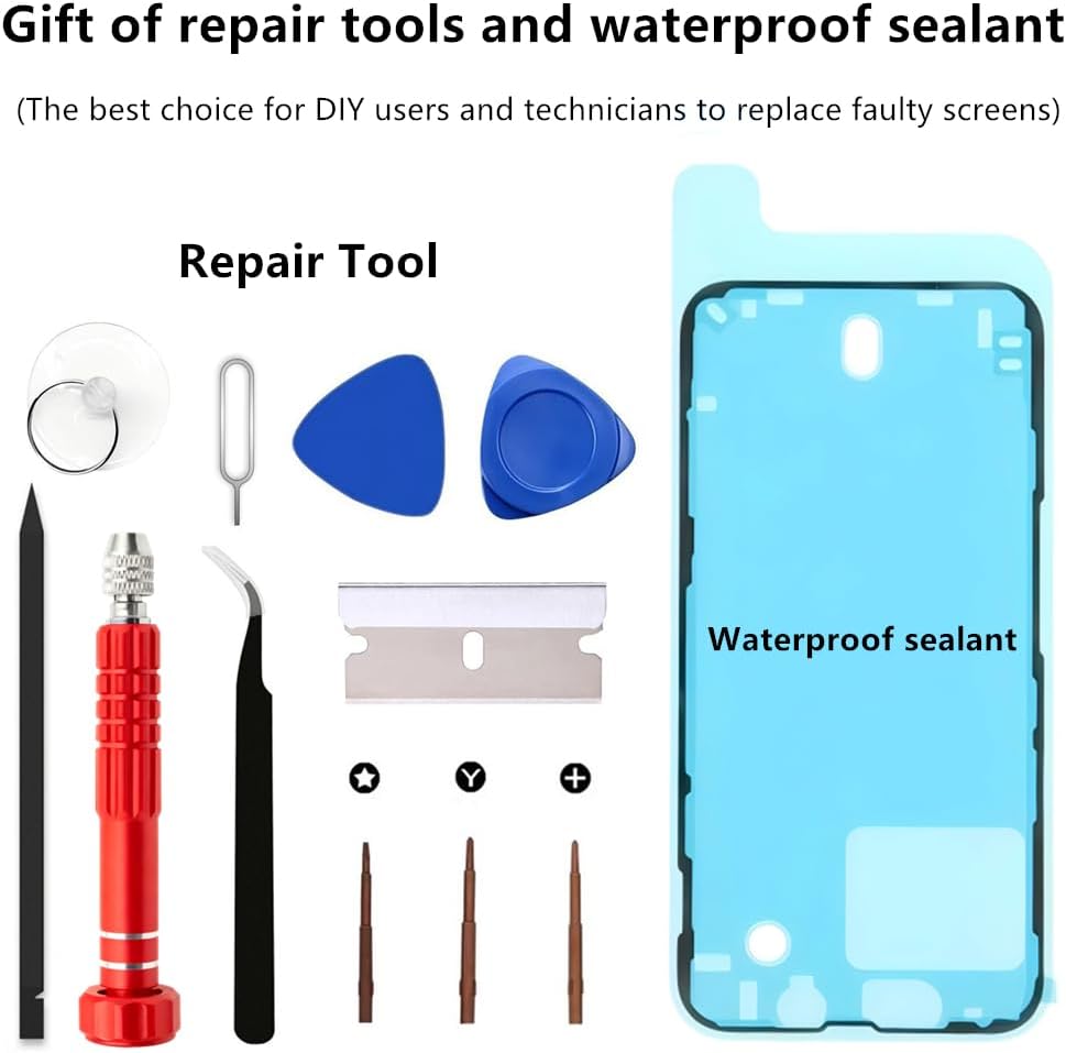 OLED for iPhone 13 Mini Screen Replacement Kit [OLED,NOT LCD] 5.4'' Full HD Display 3D Touch Digitizer Assembly A2481 A2626 A2628 A2629 A2630 with Repair Tools and Waterproof sealant
