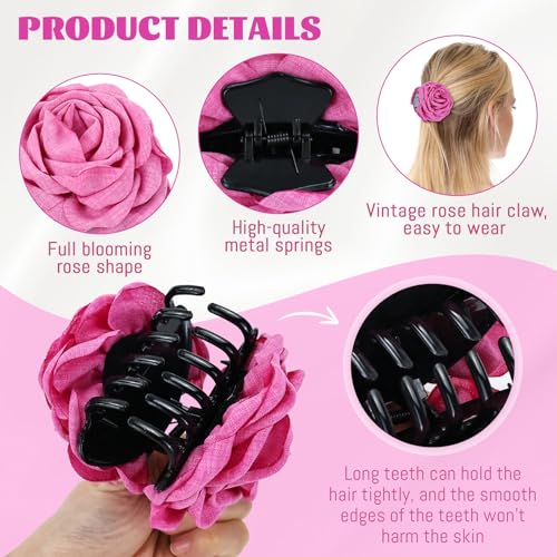 Pinzas para cabello retro con flores, pack 6 piezas miniatura 3