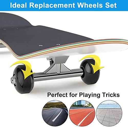 NONMON Skateboard Rollen 52mm 95A mit Lager 608 RS ABEC-9, Ersatzräder Set mit Kugellager für Skateboard Straße Tricks Cruiser Doppel-Kick Complete Boards, 4 Stück Schwarz