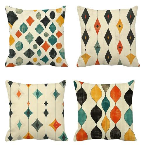 Fundas Cojines 55x55 Morado, Lino Funda Cojin 4 Piezas, Cuadrado Retro Funda Almohada, Cojines Sofa Tejidos Impermeables, Aplicable a para Dormitorio Salón Decorativas O Otoño Fiesta Regalos B-963