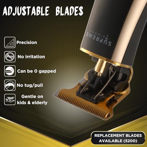 Men's Hair Trimmer by SUPREME TRIMMER ST5210 Beard Trimmer for Men Professional Barber Liner Cordless Hair Clipper - Gold T-Shaper Li - Image 3