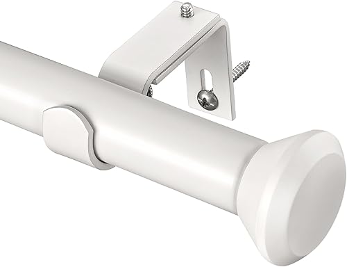 SIMEWIN Barras de cortina resistentes para ventanas de 66 a 120 pulgadas, barras de cortina blancas de 1 pulgada para dormitorio, sala de estar,