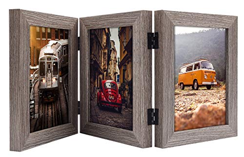 Frametory, Hinged Frame with Front Glass - Made to Display Three Pictures, Stands