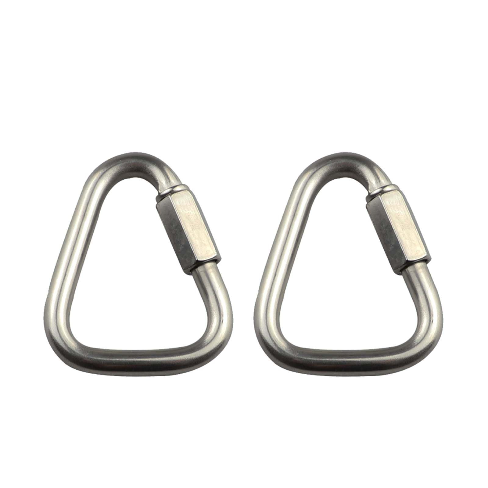Stainless Steel Carabiner Clip, 2Pcs Triangle Carabiner Buckle Quick Connect Heavy Duty for Camping, Hiking, Traveling, Fishing, Backpack (10mm)