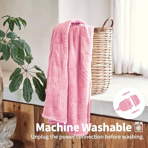 Heated Blanket Electric Blanket Throw 50”X60”-Heating Throw with 9 Heat Settings-10 Hours Auto Off,ETL Certified,Machine Washable (Light Pink)