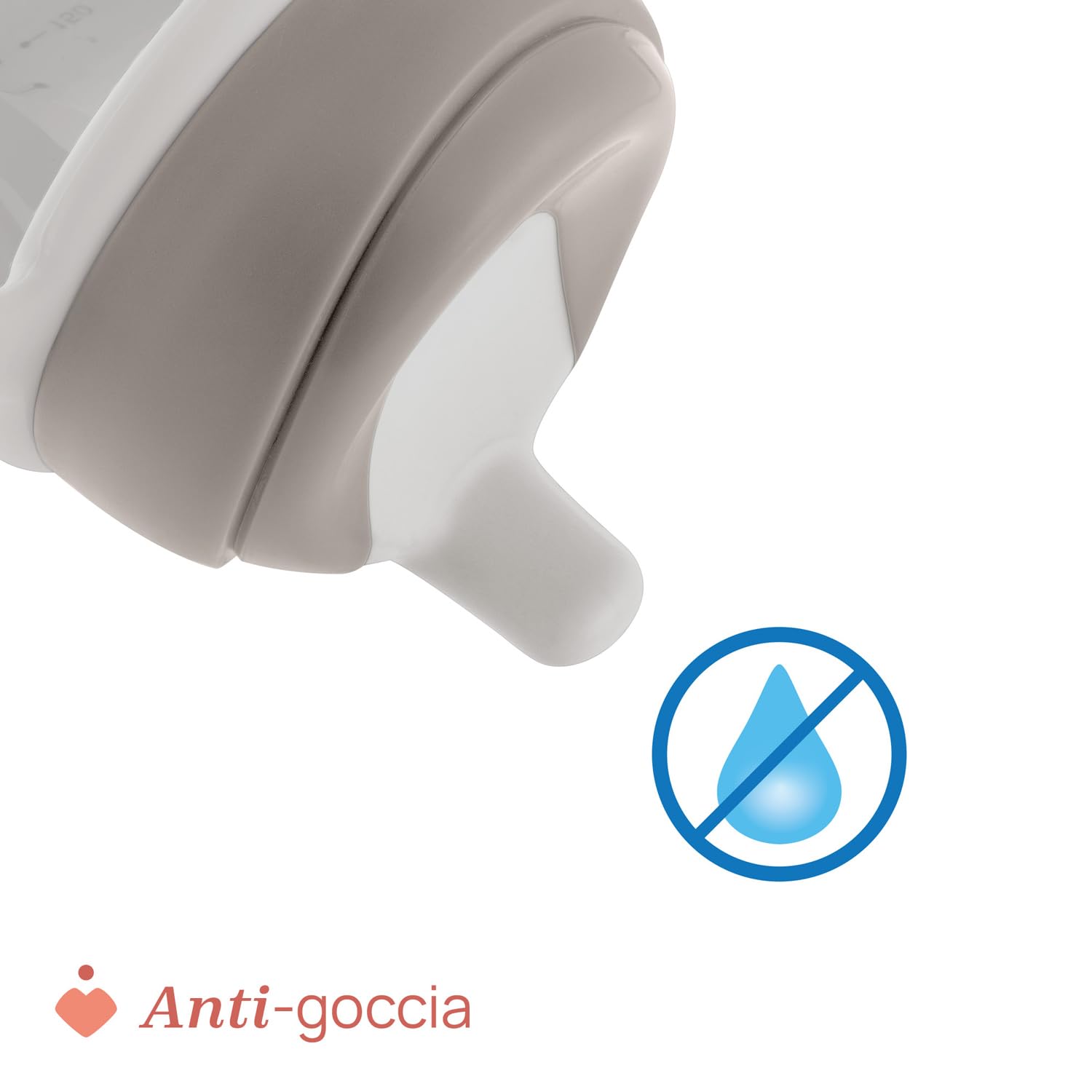 Chicco Training Cup, in Plastica Un Bicchiere Antigoccia Bambini, Una Tazza per Imparare a Bere, Beccuccio Ergonomico Semi-Soft, Valvola e Manici Rimovibili, 6 Mesi+, Senza BPA, Grigio