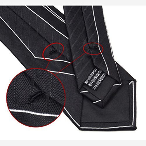 Manoble Men's Striped Necktie Black 2.75 Inches Slim Tie + Gift Box #TOP5